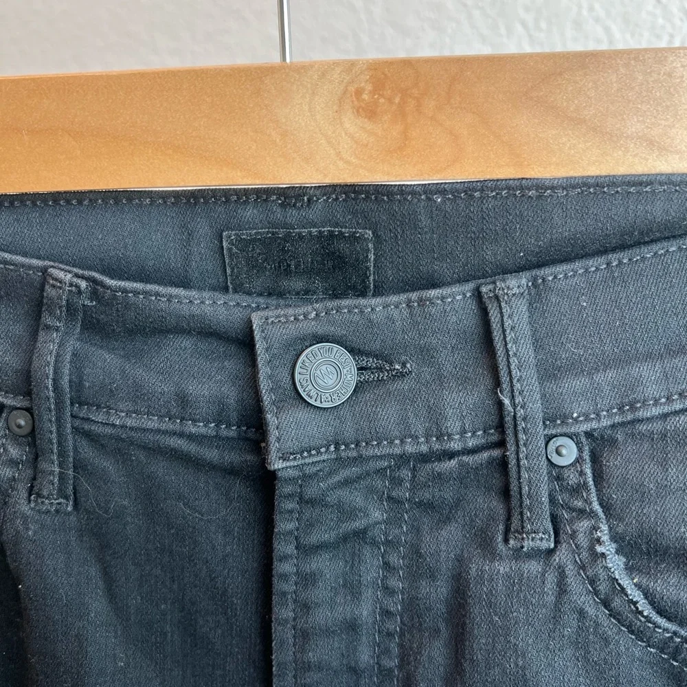 Mother Insider Striped Crop Step Hem Fray Jeans in Guilty Racer - Picture 3 of 5